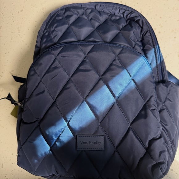 Vera Bradley Compact Backpack Scroll Navy - Picture 2 of 5